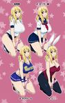  alternate_costume animal_ears bare_shoulders blonde_hair breasts brown_eyes bunny_ears bunnysuit buruma character_sheet cheerleader cleavage dildo fairy_tail huge_breasts long_hair lucy_heartfilia pantyhose school_uniform skirt smile tamagoroo_(funifuni_labo) twintails underwear 