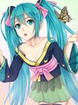  aqua_eyes aqua_hair bad_id bad_pixiv_id bug butterfly chou_(module) hatsune_miku heisei_yutorin insect long_hair magnet_(vocaloid) open_mouth project_diva_(series) project_diva_2nd skirt solo thighhighs twintails very_long_hair vocaloid 