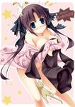  black_hair blue_eyes blush bottomless breasts cat kai_yuuki kurisugawa_kii large_breasts long_hair original solo 