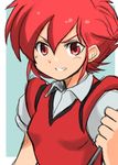  character_request choutako red_eyes red_hair short_hair vest 
