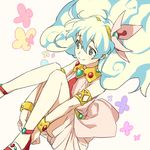  1girl armlet bracelet cloud_hair flower hair_flower hair_ornament jewelry long_hair lowres maruishi multicolored_hair nia_teppelin skirt smile solo tengen_toppa_gurren_lagann two-tone_hair 