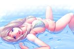 belly bikini blonde_hair blue_eyes breasts cleavage drill_hair emerina facial_mark fire_emblem fire_emblem:_kakusei fish forehead_mark harihisa large_breasts light_smile long_hair looking_at_viewer lying navel on_back open_mouth partially_submerged polka_dot polka_dot_bikini polka_dot_swimsuit solo swimsuit upside-down water 