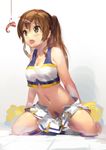  bad_id bad_pixiv_id bare_shoulders breasts brown_hair cheerleader chuunibyou_demo_koi_ga_shitai! cleavage crop_top crop_top_overhang food hair_ornament hairclip hjl hook medium_breasts navel nibutani_shinka open_mouth pom_poms pubic_hair skirt unzipped 