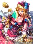  aile_(crossroads) blonde_hair blue_eyes breasts dress flower gloves gold hair_ornament jewelry large_breasts long_hair necklace original rose solo sousei_ragnavein 