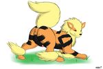  animal_genitalia anus arcanine balls butt canine canine_penis feral kyoushiro looking_at_viewer male mammal nintendo penis plain_background pok&#233;mon pok&eacute;mon presenting presenting_hindquarters raised_tail red_eyes solo video_games 