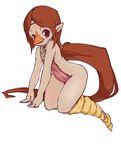  absurdly_long_hair bad_id bad_tumblr_id beak brown_hair flat_chest full_body long_hair medli monster_girl naked_tabard pointy_ears ponytail red_eyes rito slugbox solo tabard the_legend_of_zelda the_legend_of_zelda:_the_wind_waker very_long_hair 