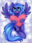  &lt;3 blue_eyes blue_hair blush cutie_mark equine female feral friendship_is_magic hair horn horse lying mammal my_little_pony pillow pony princess_luna_(mlp) solo spittfire winged_unicorn wings young 