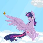 arthropod butterfly cloud cutie_mark equine female feral friendship_is_magic geomancing hair horn horse insect mammal multi-colored_hair my_little_pony outside pony purple_eyes purple_hair sitting sky solo twilight_sparkle_(mlp) winged_unicorn wings 