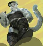  anthro bulge cat_o_nine_tails clothed clothing corset crossdressing dangpa feline first_person_view hat lingerie looking_at_viewer male mammal muscular muscular_male rubber solo standing submissive submissive_pov underwear 