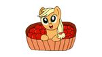 apple applejack_(mlp) blonde_hair equine female feral freckles friendship_is_magic fruit green_eyes hair horse jbond mammal my_little_pony open_mouth plain_background pony solo tongue white_background 