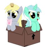  &lt;3 alpha_channel animated blonde_hair box derpy_hooves_(mlp) duo ear_twitch english_text equine female feral food friendship_is_magic green_hair hair horn horse hugs? low_res lyra_(mlp) lyra_heartstrings_(mlp) mammal muffin my_little_pony plain_background pony text tomdantherock transparent_background two_tone_hair unicorn white_hair yellow_eyes 