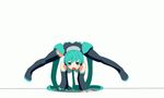  animated animated_gif boots breakdance detached_sleeves green_eyes green_hair hatsune_miku long_hair necktie open_mouth panties skirt solo striped striped_panties thigh_boots thighhighs twintails underwear very_long_hair vocaloid 