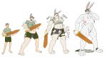  2017 anthro athletic big_breasts breast_growth breasts buckteeth clothed clothing daishiatlas female gender_transformation growth hair human human_to_anthro lagomorph male mammal melee_weapon mtf_transformation muscle_growth nipples nude open_mouth penis prurientpie pussy rabbit sequence short_hair simple_background solo standing sword teeth torn_clothing transformation weapon white_background 