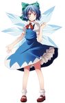  bad_id bad_pixiv_id blue_dress blue_eyes blue_hair bow cirno dress full_body hair_bow highres ice ice_wings mary_janes pink_eyes s-syogo shirt shoes short_sleeves smile solo touhou transparent_background wings 