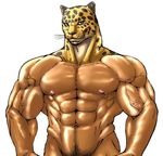  abs anime biceps black_eyes brown_fur feline guin guin_saga jaguar looking_at_viewer male muscles naval nipples nude pecs pink_skin plain_background pubes royalty solo standing unknown_artist vein whiskers white_background yellow_eyes yellow_fur 