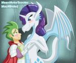  2011 alternate_species blush cute_fangs dragon dragonification female friendship_is_magic human humanized male mammal meanmotorscooter my_little_pony rarity_(mlp) spike_(mlp) 