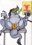  anatomy anus bdsm bondage bound breasts chubby claws digitigrade female internal monster nipples pussy red_eyes saliva sigil slug_(artist) solo spread_legs spreading tongue tongue_out unknown_species 