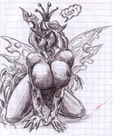  anthrofied big_breasts breasts changeling female friendship_is_magic metalfoxxx my_little_pony nipples queen_chrysalis_(mlp) seductive sketch solo wings 