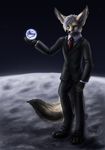  averious canine earth evil fashion fennec fox heterochromia invalid_tag male mammal moon naira necktie piercing smile smirk solo style suit 