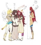  animal_ears ass blonde_hair blush boots brown_hair bunny_ears cat_ears fox_ears fukiishi_ayako full_body glasses heart hide_(lindalindalinda) hood hoodie long_hair long_skirt malvina_ethniu_kunikou multiple_girls original red_hair sahara_shimako sakai_machiko short_hair short_shorts shorts skirt speech_bubble spoken_heart sweater tail very_long_hair 