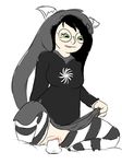  eyewear female glasses god_tier green_eyes homestuck human invalid_tag jade_harley mammal pussy sex_toy shitty_space_furry solo 