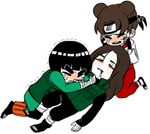  1girl 2boys brown_hair death hyuuga_neji long_hair lowres multiple_boys naruto rock_lee short_hair tenten 