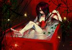  barefoot bathtub instrument leaves nude original ot-nm red_eyes red_hair water 