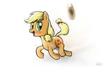  applejack_(mlp) blonde_hair cutie_mark equine female feral friendship_is_magic fur green_eyes hair horse mammal my_little_pony orange_fur plain_background pony qsteel solo white_background 