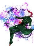  clock gakuran hachikoo_(astatine) highres jojo_no_kimyou_na_bouken kakyouin_noriaki male_focus red_eyes red_hair scar school_uniform solo 