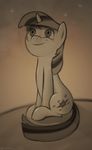  equine female feral friendship_is_magic horn horse looking_up mammal monochrome my_little_pony night pony qsteel sepia sky smile solo stars twilight_sparkle_(mlp) unicorn 