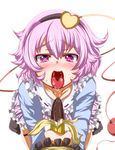  chocolate_banana highres komeiji_koishi komeiji_satori multiple_girls purple_eyes purple_hair saliva sexually_suggestive tongue touhou zan_(harukahime) 