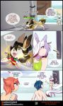  2018 animal_humanoid barefoot beach bikini black_fur black_hair blue_hair breasts brown_fur bushes cat_humanoid clothed clothing comic eeveelution electricity english_text eyes_closed fangs feline female fluffy fur girly green_eyes hair haley_the_jolteon hi_res human humanoid jolteon long_tail male mammal matemi meagan motion_lines multicolored_hair net nintendo nude open_mouth orange_hair paws pok&eacute;mon pok&eacute;mon_(species) red_fur red_hair saliva sea seaside sergen side_boob silver_soul swimming_pool swimsuit text tongue tongue_out two_tone_hair video_games water white_fur white_hair wire yellow_fur 