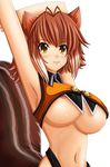  animal_ears arc_system_works blazblue blazblue:_continuum_shift breasts brown_hair highres large_breasts makoto_nanaya nipple_slip nipples seraphina squirrel_ears squirrel_tail tail underboob yellow_eyes 