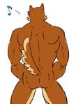  back_turned brown_fur butt canine fur male mammal muscles musical_note nude plain_background raised_tail solo white_background wolf wuffle 