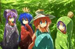  blue_eyes blue_hair cosplay green_eyes hat hiiragi_kagami hiiragi_tsukasa izumi_konata long_hair lucky_star mole mole_under_eye multiple_girls one_eye_closed poe poe_sisters purple_hair siblings sisters smile smug suno-pi takara_miyuki the_legend_of_zelda the_legend_of_zelda:_ocarina_of_time twins very_long_hair 