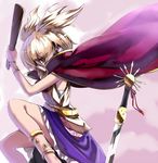  bad_id bad_pixiv_id belt blonde_hair bracelet cape earmuffs jewelry ritual_baton shirt short_hair skirt sleeveless sleeveless_shirt solo sword takemori_shintarou touhou toyosatomimi_no_miko weapon 