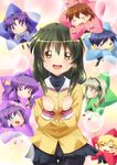  6+girls chibi clannad fujibayashi_kyou fujibayashi_ryou furukawa_nagisa green_hair hikarizaka_private_high_school_uniform ibuki_fuuko ichinose_kotomi long_hair moke_(rotary) multiple_boys multiple_girls okazaki_tomoya pantyhose sakagami_tomoyo school_uniform siblings sisters star starfish sunohara_youhei twins yellow_eyes 