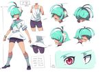  ;p antenna_hair aqua_hair ass bike_shorts character_sheet choker expressions flats flower hair_flower hair_ornament hair_over_eyes hairband nagi_(naso4) naso4 one_eye_closed original red_eyes sailor_collar short_hair shorts shorts_under_skirt sidelocks skirt smile socks tank_top tongue tongue_out wristband 