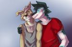  canine cheek coyote cute duo evans invalid_tag kissing mammal red_shirt smile teeth wylie 