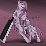 blue_eyes couple crossgender cutie_mark dual_persona duo english_text equine female friendship_is_magic fur hair hair_over_eye horse insanitylittlered knife long_hair looking_at_viewer male mammal my_little_pony pink_fur pink_hair pinkamena_(mlp) pinkie_pie_(mlp) pony square_crossover straight_hair text zanbato 