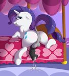  anus balls bed blue_eyes blush butt clenched_teeth cum cutie_mark equine friendship_is_magic hair herm horn horsecock inside intersex looking_back my_little_pony penis presenting purple_hair pussy raised_tail rarity_(mlp) solo unicorn white_fur 