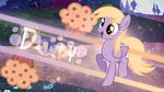  blonde_hair bubble bubbles bush bushes derpy_hooves_(mlp) dj-apple-sound english_text equine female feral flower food friendship_is_magic fur glowing grass grey_fur hair horse lines mammal muffin my_little_pony open_mouth orbs outside path pegasus pony sky smile solo spots text tongue tree wings yellow_eyes 