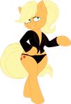  absurd_res alpha_channel applejack_(mlp) blonde_hair clothing cutie_mark equine female friendship_is_magic green_eyes hair hi_res horse jacket joey-darkmeat knightdash77 mammal my_little_pony navel panties plain_background pony smile solo standing transparent_background underwear 