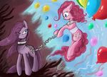  absurd_res balloon balloons blue_eyes chain collar duo equine female feral friendship_is_magic fur hair hi_res horse mammal my_little_pony pink_fur pink_hair pinkamena_(mlp) pinkie_pie_(mlp) pony pridark smile square_crossover 