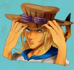  blonde_hair blue_eyes feathers hat johnny_joestar jojo_no_kimyou_na_bouken male_focus nancy1209 solo steel_ball_run 