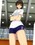  absurdres black_hair brown_eyes gym_shorts gym_uniform gymnasium hentai_ouji_to_warawanai_neko. highres maimaki_mai ponytail screencap short_hair shorts solo 