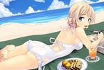  ass back bad_id bad_pixiv_id bangs barefoot beach beach_towel blonde_hair blue_eyes book braid bread breasts casual_one-piece_swimsuit cellphone cloud cookie cowboy_shot cupcake darjeeling day drink drinking drinking_straw dutch_angle earphones eating feet food food_in_mouth french_braid frilled_swimsuit frills fruit girls_und_panzer ground_vehicle holding juice lace leg_up looking_at_viewer looking_back lying medium_breasts military military_vehicle motor_vehicle mouth_hold nksk ocean on_stomach one-piece_swimsuit open_book orange orange_slice outdoors pen phone plate ribbon short_hair side_cutout sideboob sky smartphone soles solo swimsuit tank towel tropical_drink water white_swimsuit 
