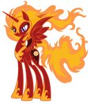  absurd_res armor cutie_mark equine female feral fire friendship_is_magic fur hi_res horn horse mammal my_little_pony plain_background pony princess princess_celestia_(mlp) purple_eyes red_fur royalty smile solar_flare_(mlp) solo theholytuna warm_colors winged_unicorn wings 