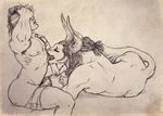  braham braham_eirsson briefs bulge charr dreadlocks erection feline guild_wars guild_wars_2 horn human interspecies licking lying male mammal monochrome muscles norn nude penis romantic rox sketch tongue underwear undressing video_games 