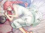  1girl bed female game_cg liarsoft long_hair ourai_no_gahkthun pillow pink_hair solo steampunk_(liarsoft) 